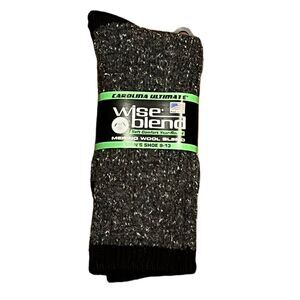 Wise Blend Men’s Black Fleck Merino Wool Blend Socks, Size L, NWT